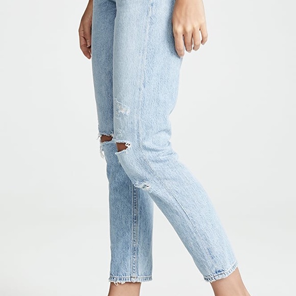 BNWT Agolde Jamie High Rise Waist Distressed Cotton Denim Jeans in Shakedown 24 - Picture 3 of 15